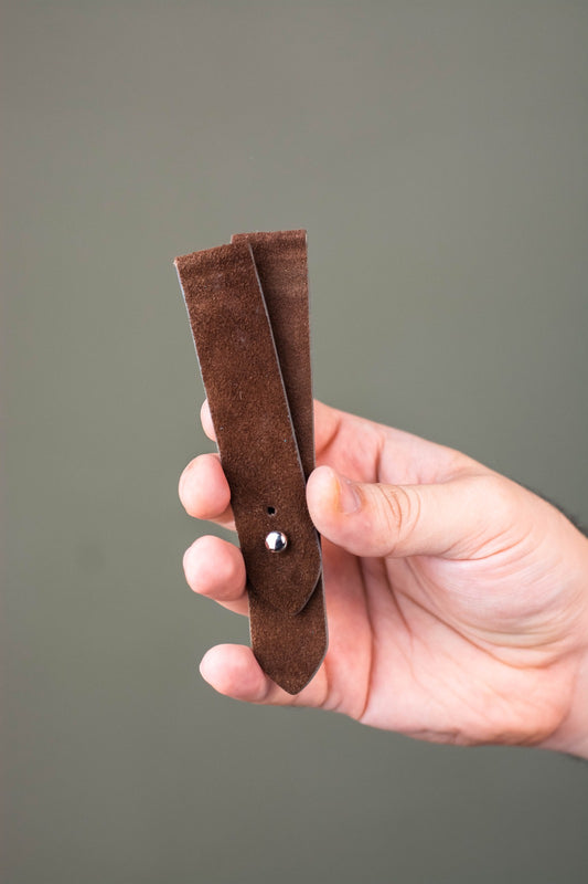 Deep Brown Suede Leather Watch Strap - Quick Release Pins - The Hermoso