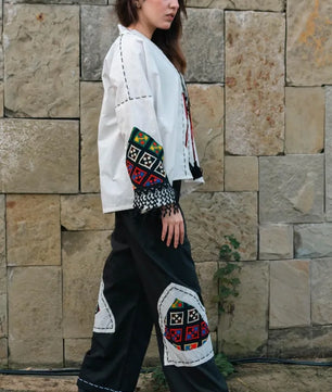 Handmade Monochrome Cardigan and Straight Pant Set