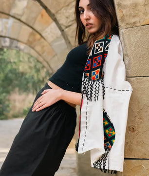 Handmade Monochrome Cardigan and Straight Pant Set