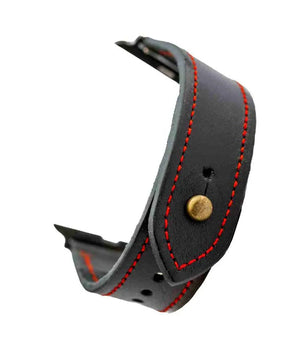 Black/Red Leather Apple Watch Strap - Exclusive Collection - The Stellar