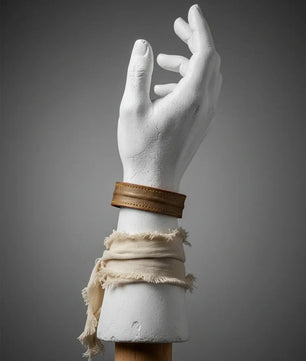 The Grit - Bronze Lizard Texture - Kara Style Leather Bracelet / Leather Cuff