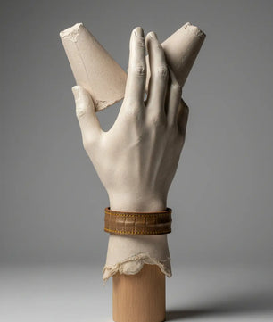 The Grit - Bronze Lizard Texture - Kara Style Leather Bracelet / Leather Cuff