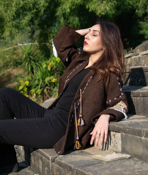 Brown | Handmade Premium Cardigan | Winter Wrap