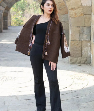 Brown | Handmade Premium Cardigan | Winter Wrap