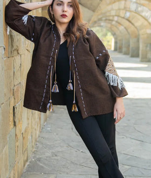 Brown | Handmade Premium Cardigan | Winter Wrap