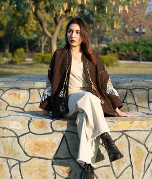 Brown | Handmade Premium Cardigan | Winter Wrap