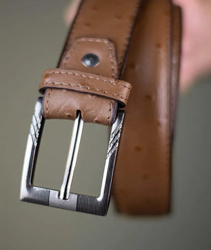 The Ostrich - Leather Belt - Cappuccino