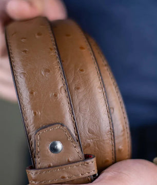 The Ostrich - Leather Belt - Cappuccino