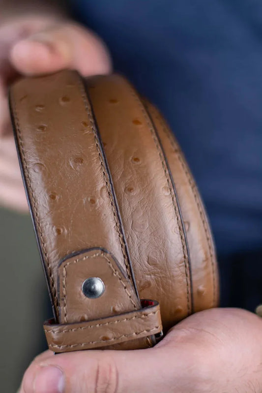 The Ostrich - Leather Belt - Cappuccino