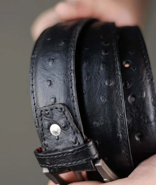The Ostrich - Leather Belt - Black