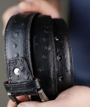 The Ostrich - Leather Belt - Black