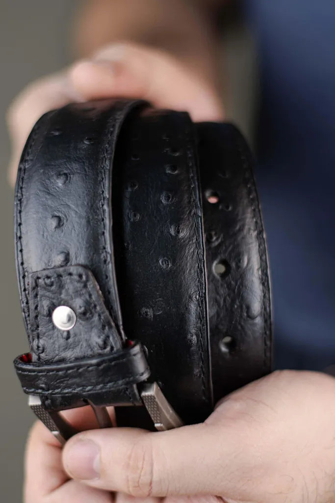 The Ostrich - Leather Belt - Black