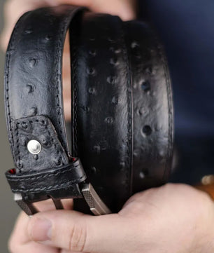 The Ostrich - Leather Belt - Black