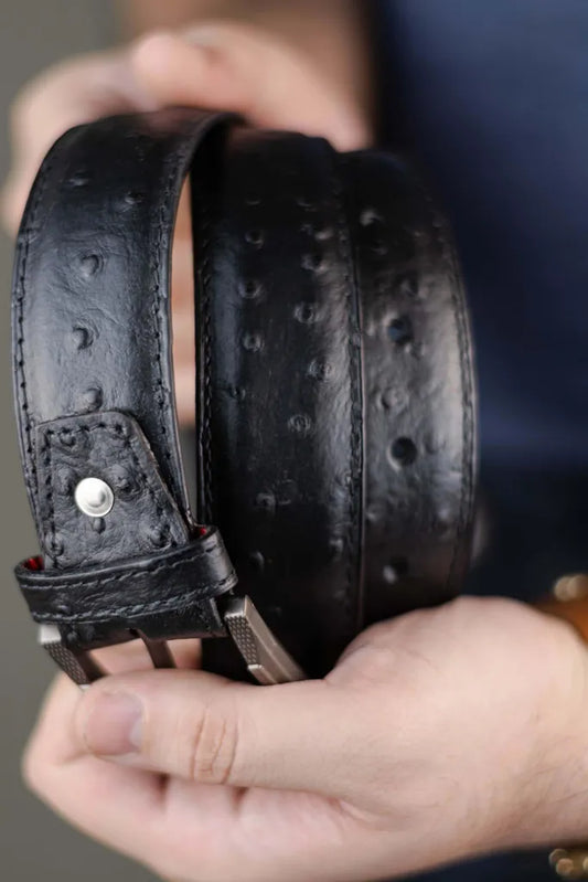 The Ostrich - Leather Belt - Black