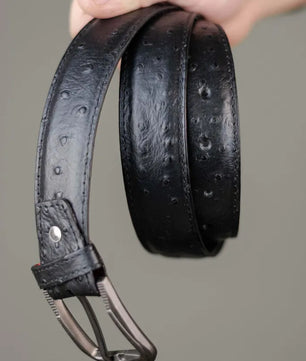 The Ostrich - Leather Belt - Black