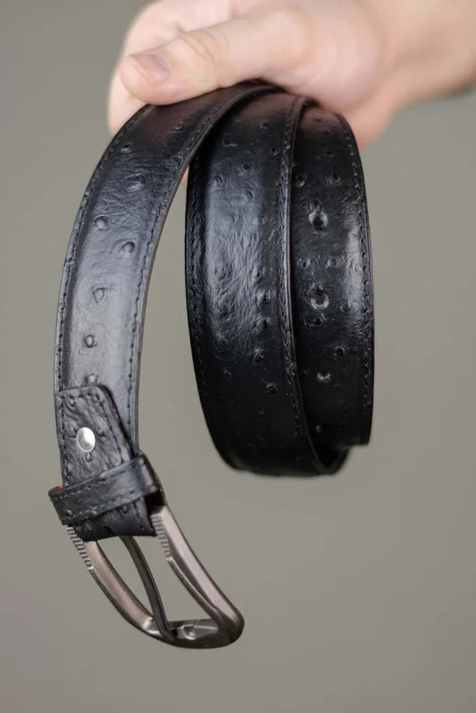 The Ostrich - Leather Belt - Black
