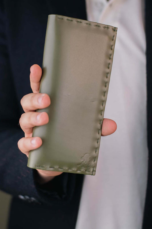 The Volonté – Olive Green Leather Long Wallet