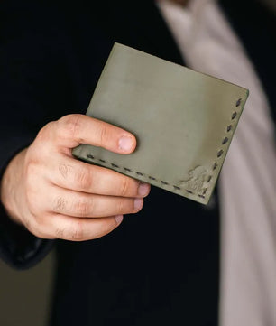 The Elegancia - Olive Green Leather Bi-Fold Wallet