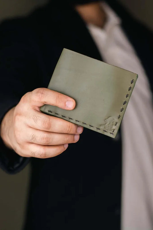 The Elegancia - Olive Green Leather Bi-Fold Wallet