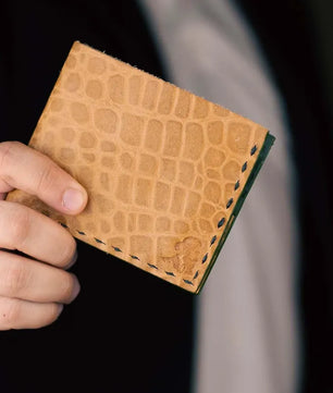 The Elegancia - Veg-Tan Croc Leather Bi-Fold Wallet