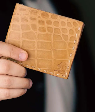 The Elegancia - Veg-Tan Croc Leather Bi-Fold Wallet