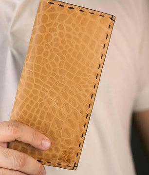 The Volonté – Veg-Tan Croc Leather Long Wallet (Black Inside)