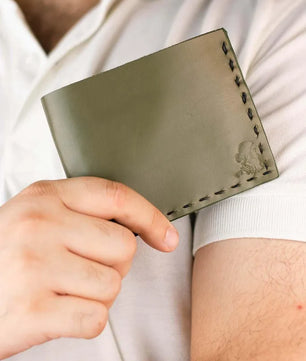 The Elegancia - Olive Green Leather Bi-Fold Wallet