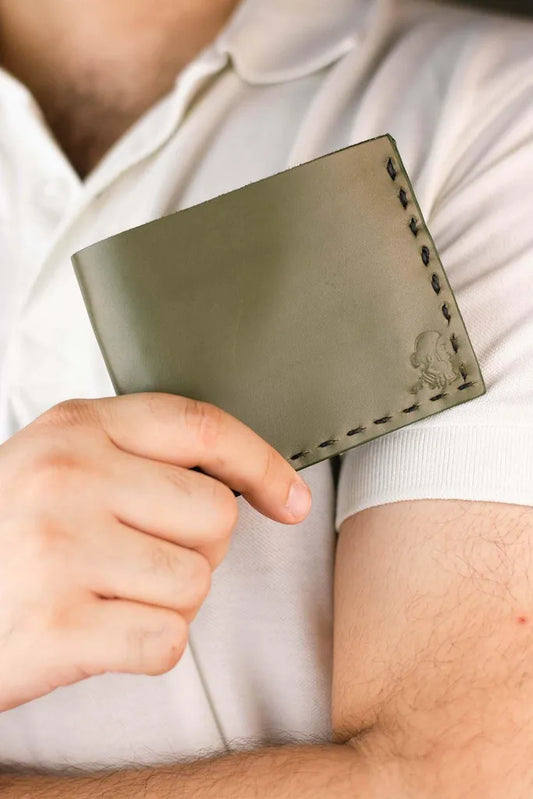 The Elegancia - Olive Green Leather Bi-Fold Wallet