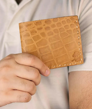 The Elegancia - Veg-Tan Croc Leather Bi-Fold Wallet