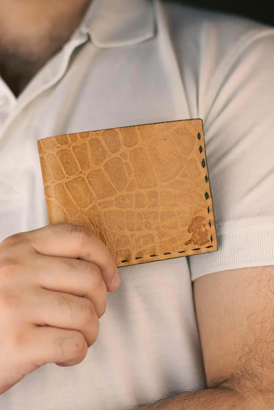 The Elegancia - Veg-Tan Croc Leather Bi-Fold Wallet