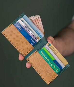 The Elegancia - Veg-Tan Croc Leather Bi-Fold Wallet