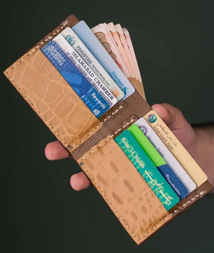 The Elegancia - Veg-Tan Croc Leather Bi-Fold Wallet