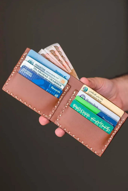 The Elegancia - Tan Brown Leather Bi-Fold Wallet