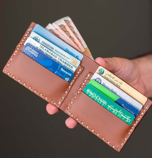 The Elegancia - Tan Brown Leather Bi-Fold Wallet