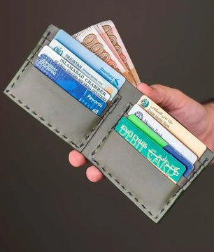 The Elegancia - Olive Green Leather Bi-Fold Wallet