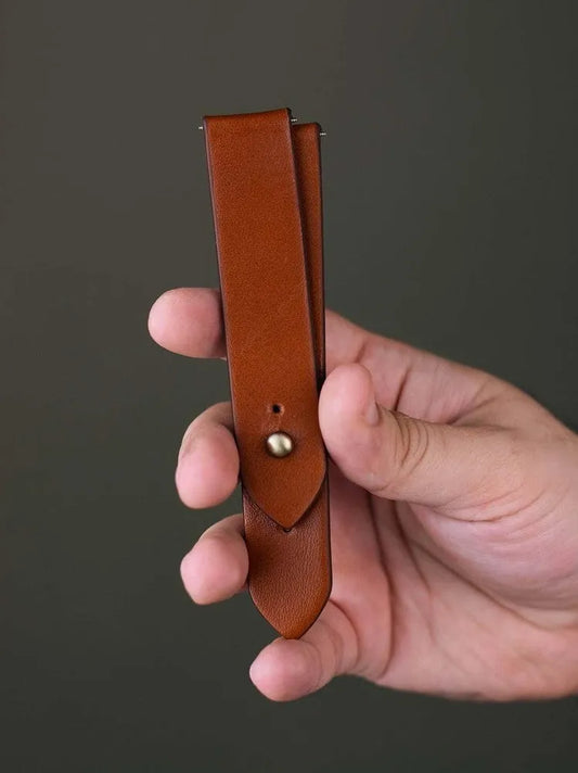 Tan Orange Leather Watch Strap - Quick Release Pins - The Hermoso