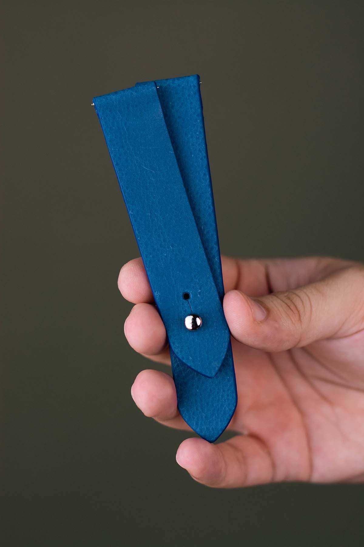 Blue Leather Watch Strap  - Quick Release Pins - The Hermoso