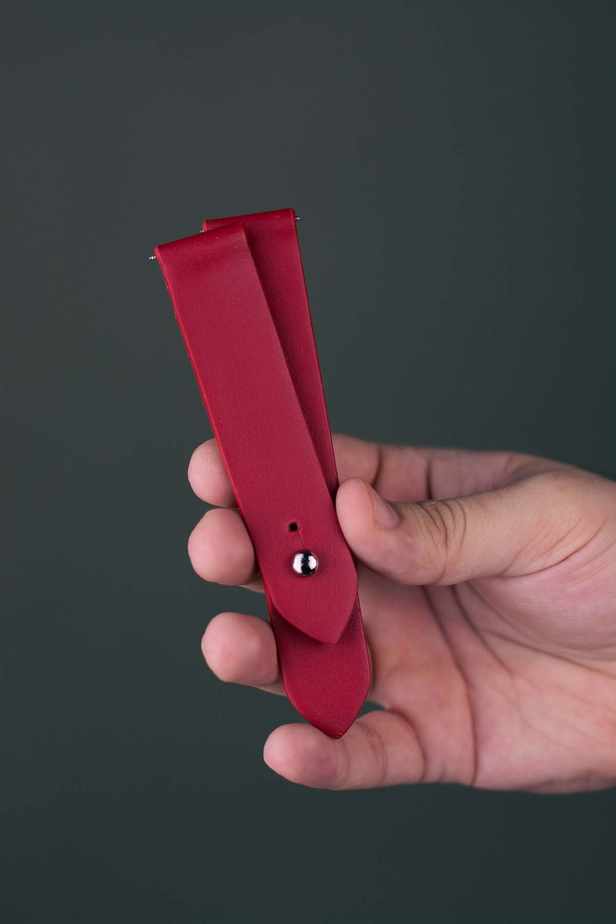 Red Leather Watch Strap - Quick Release Pins - The Hermoso