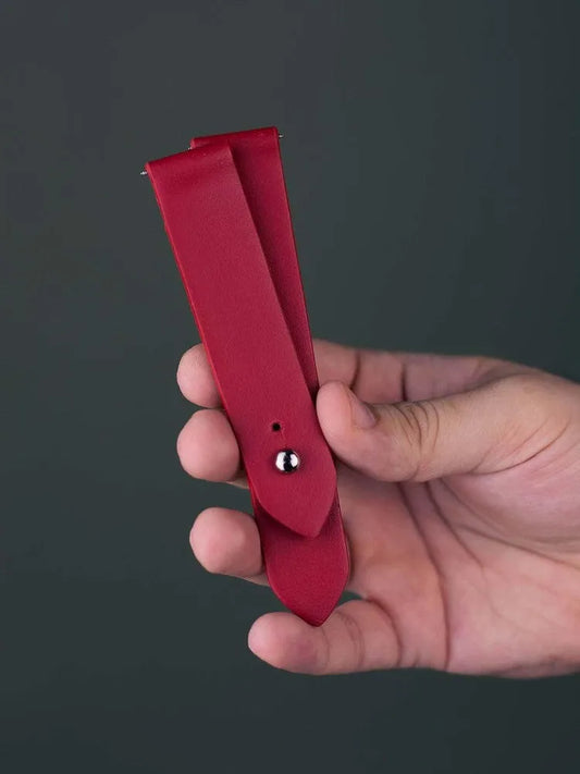 Red Leather Watch Strap - Quick Release Pins - The Hermoso