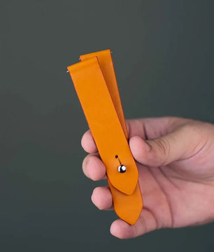 Orange Leather Watch Strap - Quick Release Pins - The Hermoso