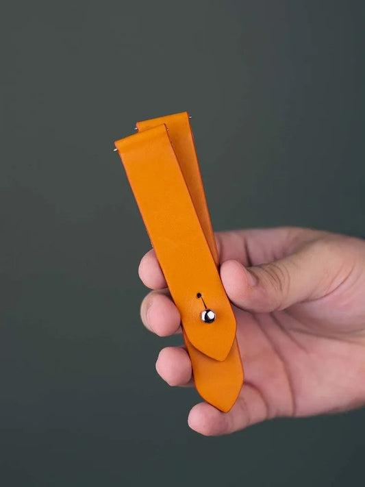 Orange Leather Watch Strap - Quick Release Pins - The Hermoso