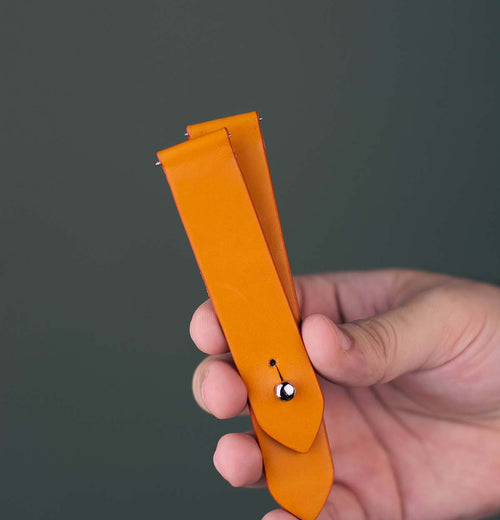 Orange Leather Watch Strap - Quick Release Pins - The Hermoso