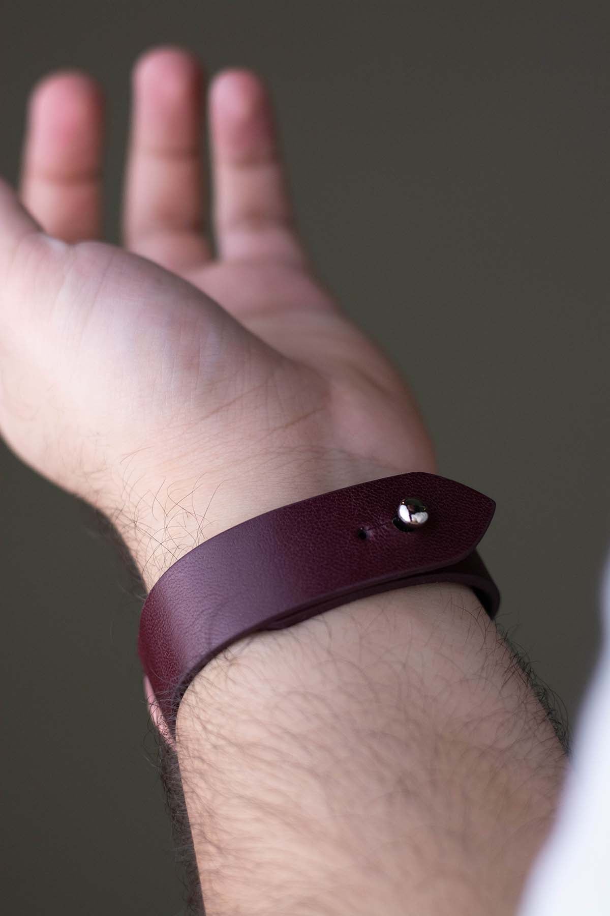 Burgundy Leather Watch Strap  - Quick Release Pins - The Hermoso