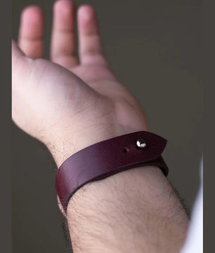 Burgundy Leather Watch Strap  - Quick Release Pins - The Hermoso