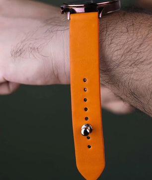 Orange Leather Watch Strap - Quick Release Pins - The Hermoso