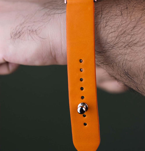 Orange Leather Watch Strap - Quick Release Pins - The Hermoso