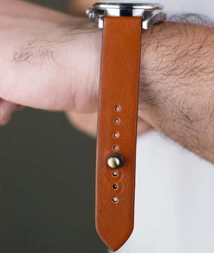 Tan Orange Leather Watch Strap - Quick Release Pins - The Hermoso
