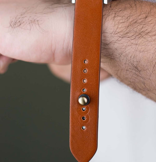 Tan Orange Leather Watch Strap - Quick Release Pins - The Hermoso