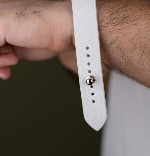 White Leather Watch Strap  - Quick Release Pins - The Hermoso