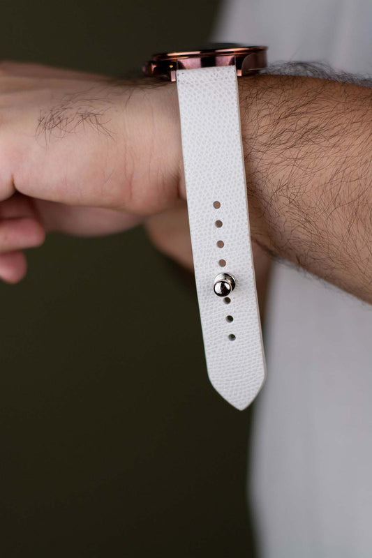 White Leather Watch Strap  - Quick Release Pins - The Hermoso